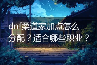 dnf柔道家加点怎么分配？适合哪些职业？