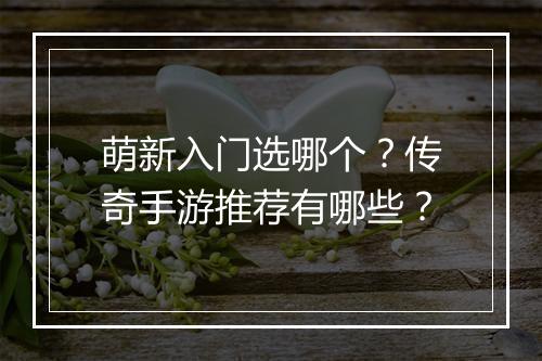 萌新入门选哪个？传奇手游推荐有哪些？