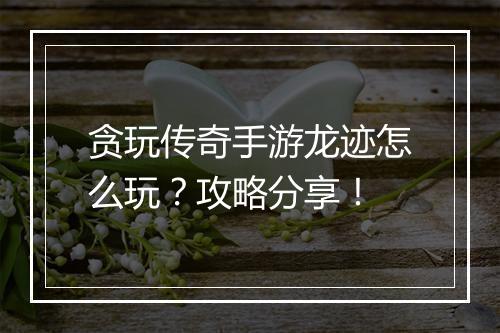 贪玩传奇手游龙迹怎么玩？攻略分享！