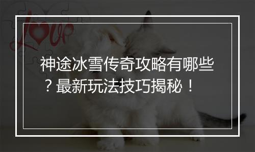 神途冰雪传奇攻略有哪些？最新玩法技巧揭秘！