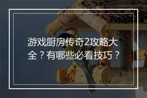 游戏厨房传奇2攻略大全？有哪些必看技巧？