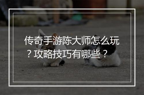 传奇手游陈大师怎么玩？攻略技巧有哪些？