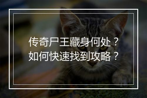传奇尸王藏身何处?如何快速找到攻略?