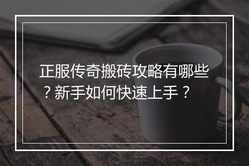 正服传奇搬砖攻略有哪些？新手如何快速上手？