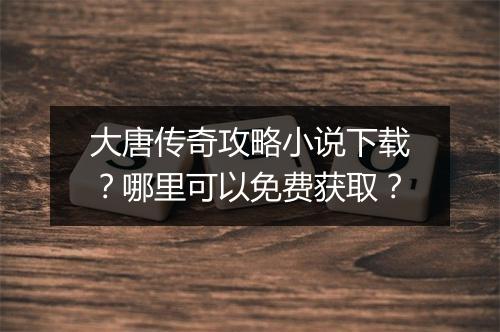 大唐传奇攻略小说下载？哪里可以免费获取？