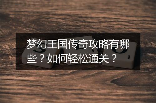 梦幻王国传奇攻略有哪些？如何轻松通关？