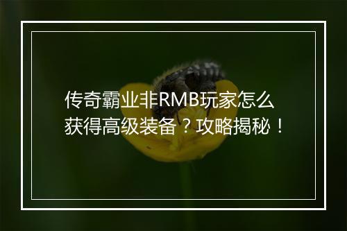 传奇霸业非RMB玩家怎么获得高级装备？攻略揭秘！