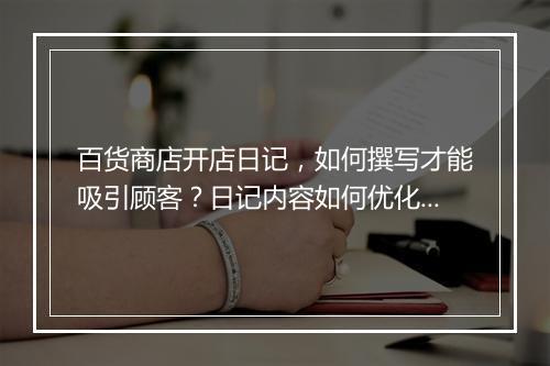 百货商店开店日记，如何撰写才能吸引顾客？日记内容如何优化？