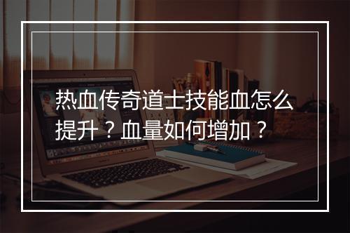 热血传奇道士技能血怎么提升？血量如何增加？