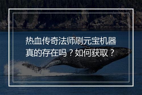 热血传奇法师刷元宝机器真的存在吗？如何获取？