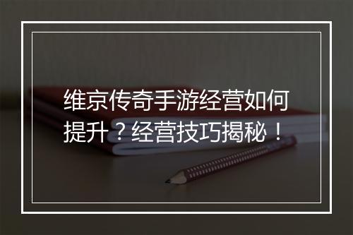 维京传奇手游经营如何提升？经营技巧揭秘！