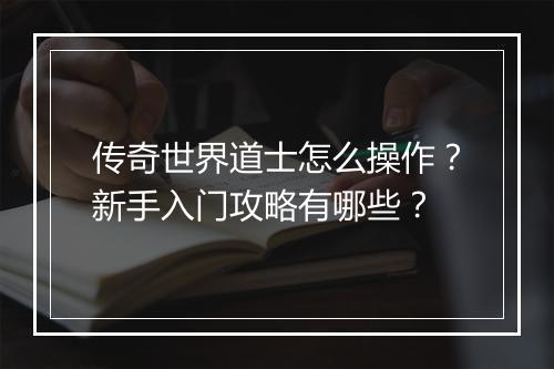传奇世界道士怎么操作？新手入门攻略有哪些？
