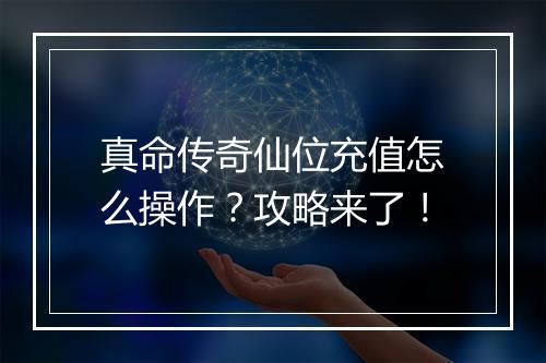 真命传奇仙位充值怎么操作？攻略来了！