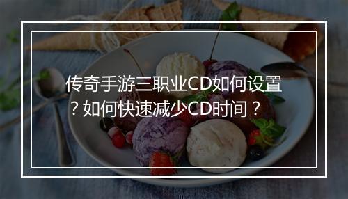 传奇手游三职业CD如何设置？如何快速减少CD时间？