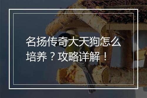 名扬传奇大天狗怎么培养？攻略详解！