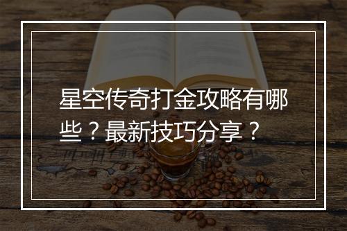 星空传奇打金攻略有哪些？最新技巧分享？