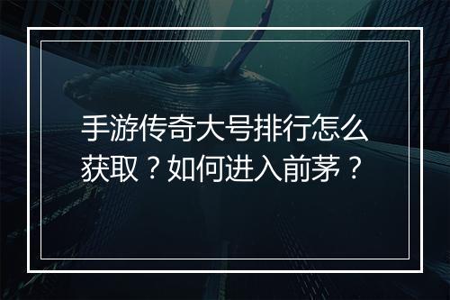 手游传奇大号排行怎么获取？如何进入前茅？