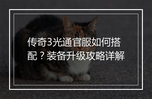 传奇3光通官服如何搭配？装备升级攻略详解