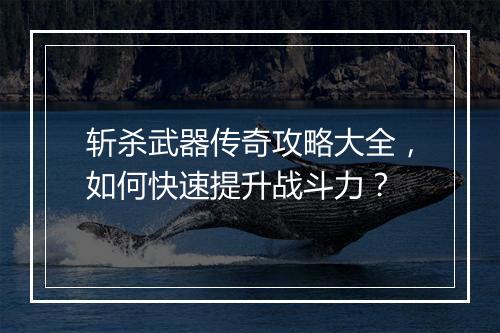 斩杀武器传奇攻略大全，如何快速提升战斗力？