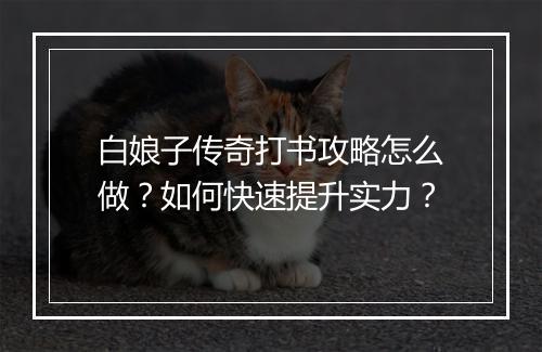 白娘子传奇打书攻略怎么做？如何快速提升实力？