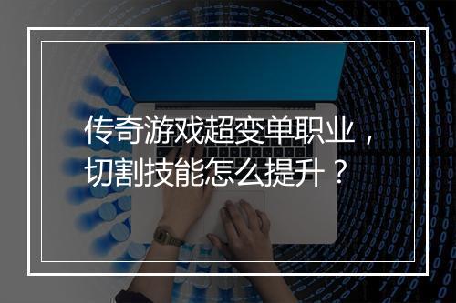 传奇游戏超变单职业，切割技能怎么提升？