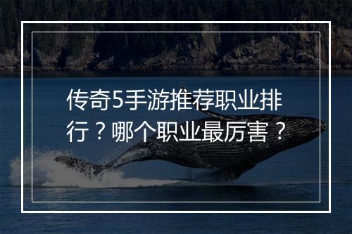 传奇5手游推荐职业排行？哪个职业最厉害？