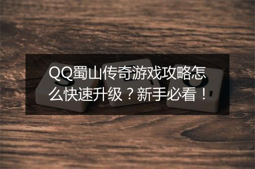 QQ蜀山传奇游戏攻略怎么快速升级？新手必看！