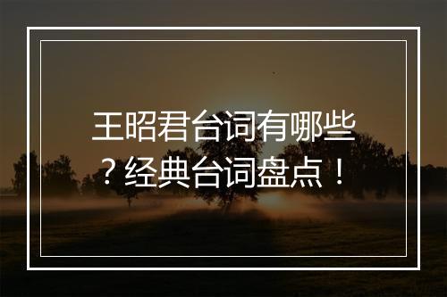 王昭君台词有哪些？经典台词盘点！