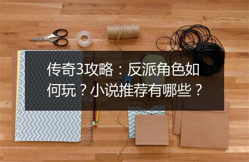 传奇3攻略：反派角色如何玩？小说推荐有哪些？