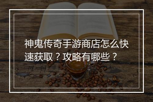 神鬼传奇手游商店怎么快速获取？攻略有哪些？