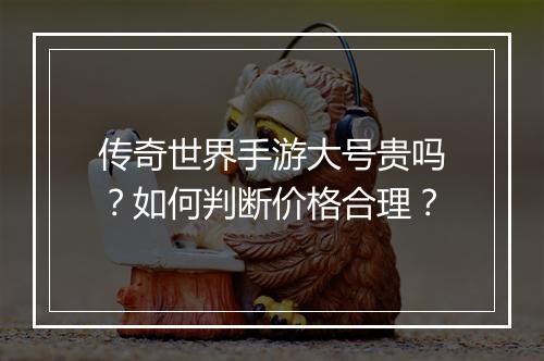 传奇世界手游大号贵吗？如何判断价格合理？