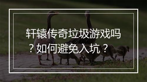轩辕传奇垃圾游戏吗？如何避免入坑？