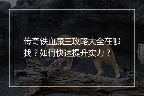 传奇铁血魔王攻略大全在哪找？如何快速提升实力？