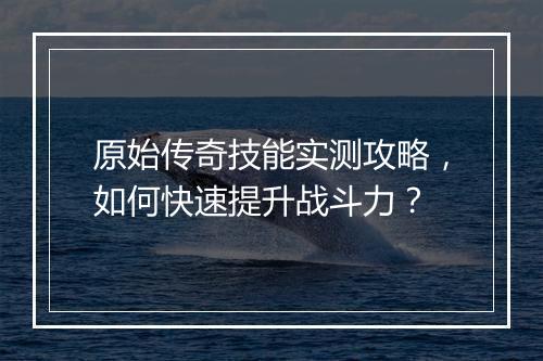 原始传奇技能实测攻略，如何快速提升战斗力？