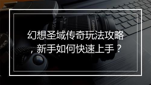 幻想圣域传奇玩法攻略，新手如何快速上手？