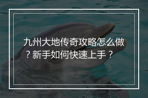 九州大地传奇攻略怎么做？新手如何快速上手？