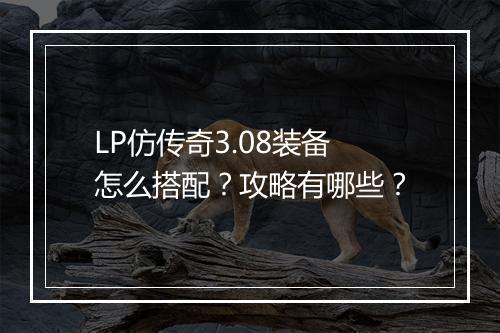 LP仿传奇3.08装备怎么搭配？攻略有哪些？