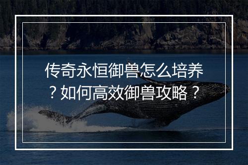 传奇永恒御兽怎么培养？如何高效御兽攻略？