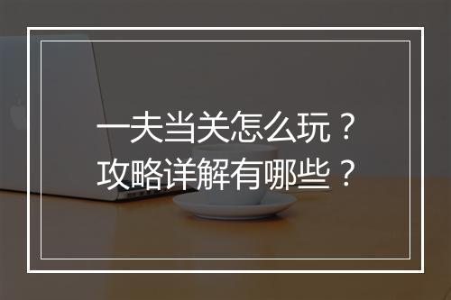 一夫当关怎么玩？攻略详解有哪些？