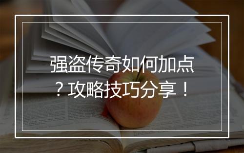 强盗传奇如何加点？攻略技巧分享！