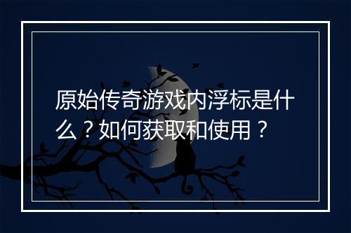 原始传奇游戏内浮标是什么？如何获取和使用？