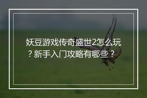 妖豆游戏传奇盛世2怎么玩？新手入门攻略有哪些？