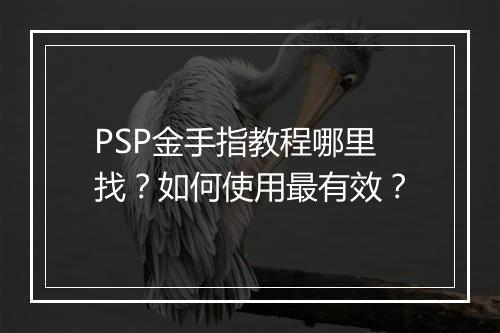 PSP金手指教程哪里找？如何使用最有效？
