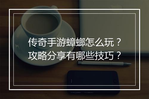 传奇手游蟑螂怎么玩？攻略分享有哪些技巧？