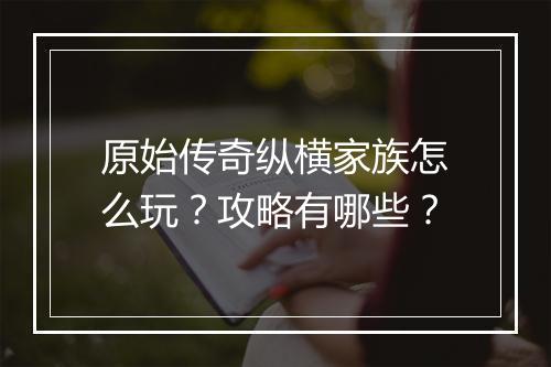 原始传奇纵横家族怎么玩？攻略有哪些？