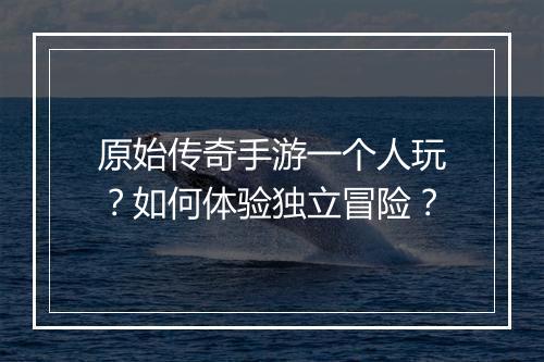 原始传奇手游一个人玩？如何体验独立冒险？