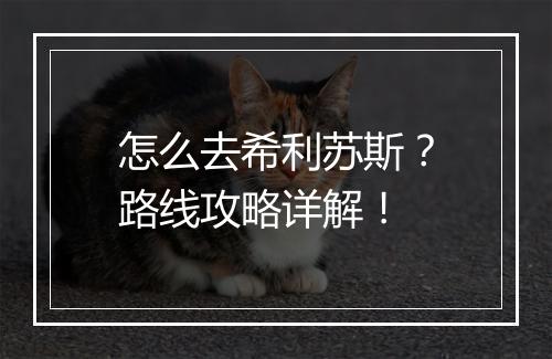 怎么去希利苏斯？路线攻略详解！