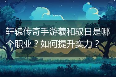 轩辕传奇手游羲和驭日是哪个职业？如何提升实力？