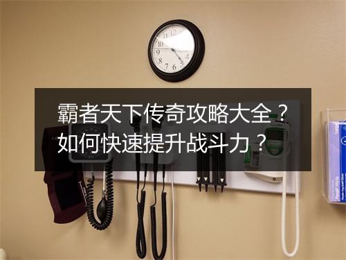 霸者天下传奇攻略大全？如何快速提升战斗力？