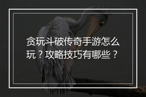 贪玩斗破传奇手游怎么玩？攻略技巧有哪些？